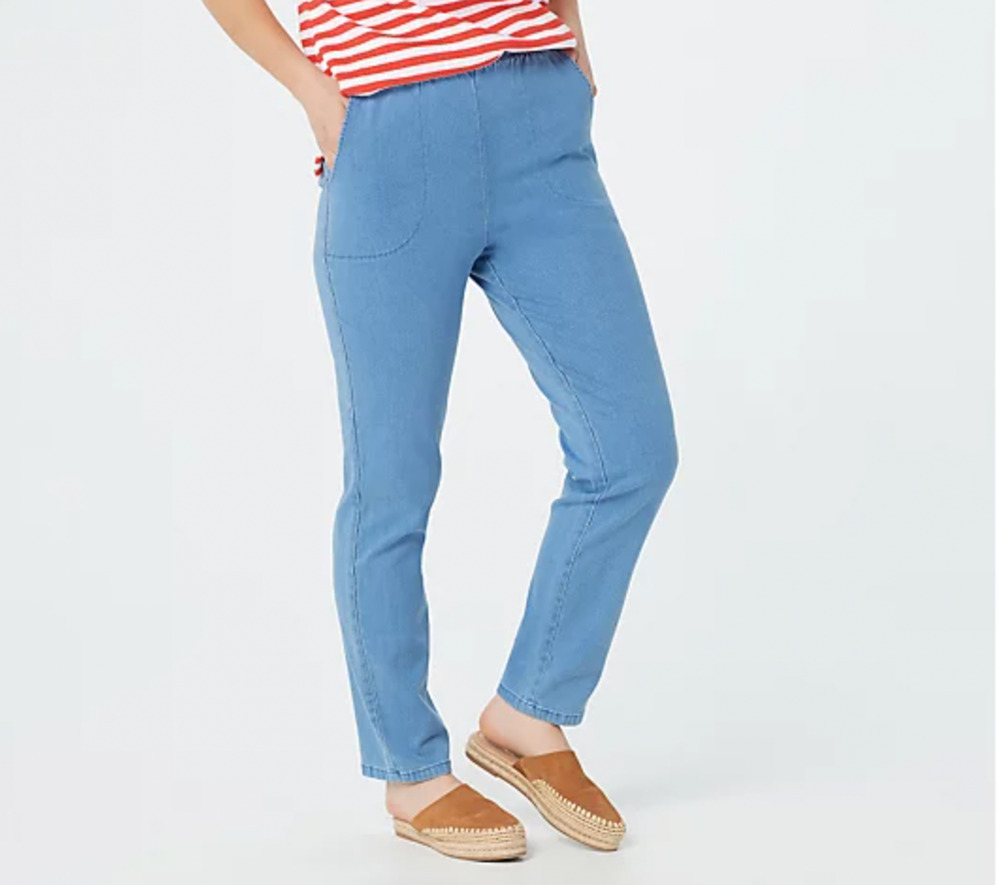 Denim & Co Original Waist Stretch Denim Pants XXS Tall Blue Jean Pull On NWOT
